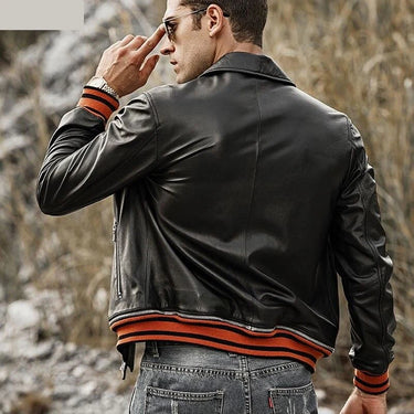 Men's Genuine Leather Motorcycle Slim Fit Biker Jacket with Zipper Closure  -  GeraldBlack.com