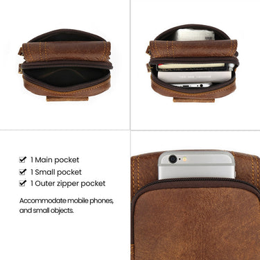 Men's Genuine Leather Vintage Style Cigarette Case Waist Pack Belt Bag  -  GeraldBlack.com