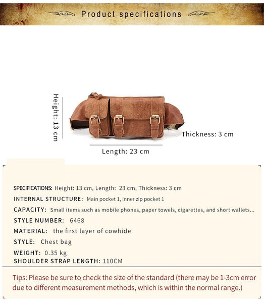 Men's Genuine Leather Waist Bag Fanny Pack for Phone and Money  -  GeraldBlack.com