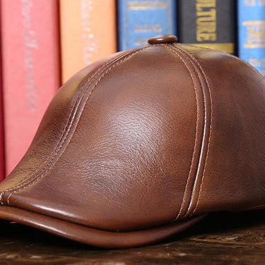 Men's Genuine Leather Winter Fashion Warm Baseball Caps with Ear Protection - SolaceConnect.com