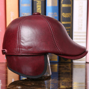 Men's Genuine Leather Winter Fashion Warm Baseball Caps with Ear Protection  -  GeraldBlack.com