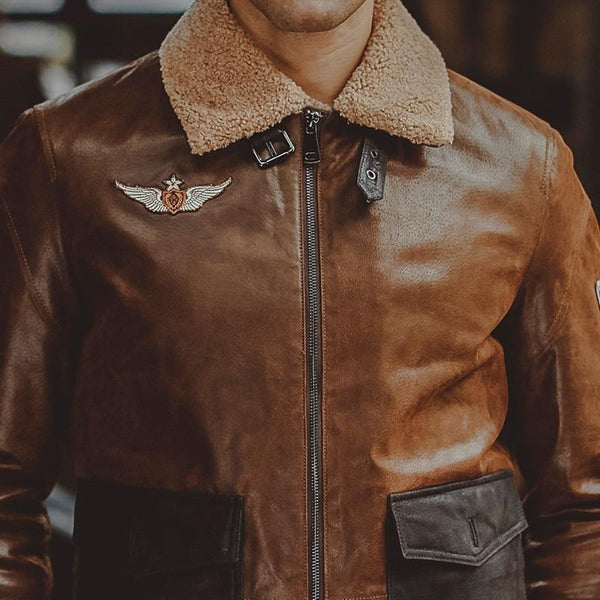 Men's Genuine Pigskin Leather Winter Air Force Flight Aviator Jackets - SolaceConnect.com