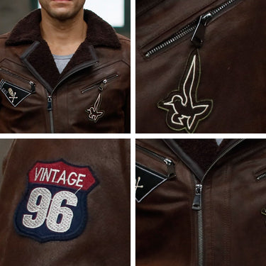 Men's Genuine Pigskin Leather with Faux Fur Shearling Motorcycle Jackets - SolaceConnect.com