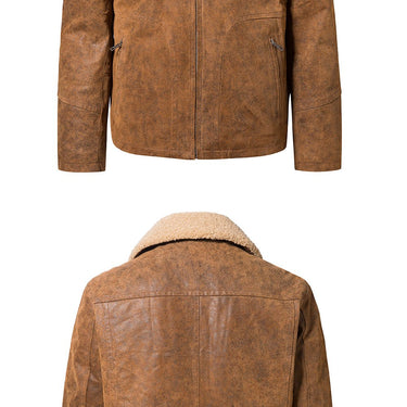 Men's Genuine Pigskin Leather with Faux Shearling Motorcycle Jacket Bomber - SolaceConnect.com