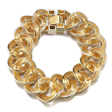 Men's Gold and Silver Color Micro Pave Cubic Zirconia Stone Bracelet - SolaceConnect.com