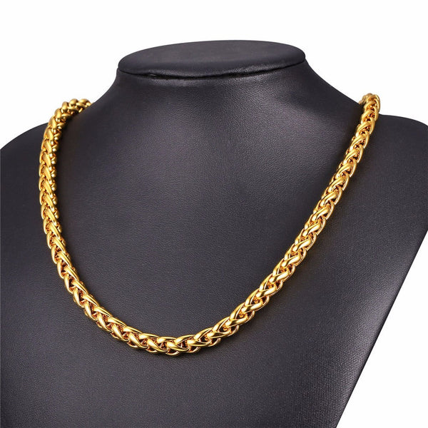 Men's Gold Black Long Stainless Steel Fashion Choker with Twisted Chain  -  GeraldBlack.com