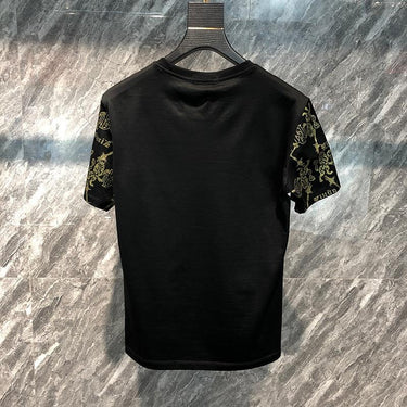 Men's Gold Eagle Embroidery O-neck Short Sleeves Pullover Fashion T-shirt Outfit - SolaceConnect.com
