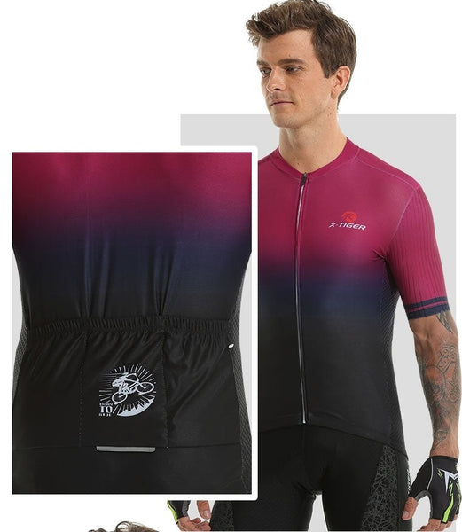 Men's Gradient Series Breathable Cushion Shorts Cycling Jersey Set  -  GeraldBlack.com