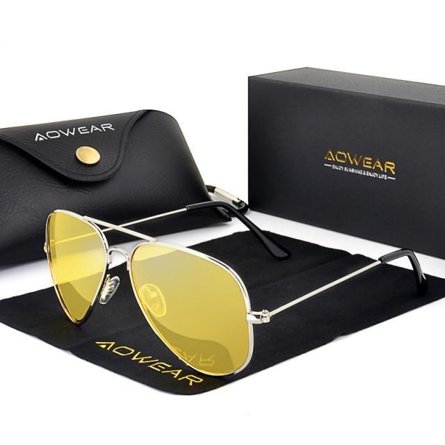 Men's Gradient UV400 Polarized Night Vision Aviation Driving Sunglasses - SolaceConnect.com