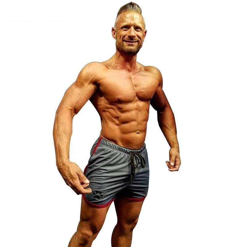 Men's Gym Fitness Bodybuilding Mid Waist Knee Length Printed Casual Shorts - SolaceConnect.com