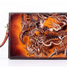 Men's Hand-made Chinese Dragon Vegetable Tanned Leather Handbag  -  GeraldBlack.com