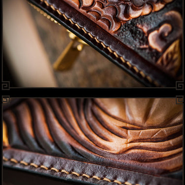 Men's Hand-made Vegetable Tanned Leather Money Holder Clutch Handbag  -  GeraldBlack.com