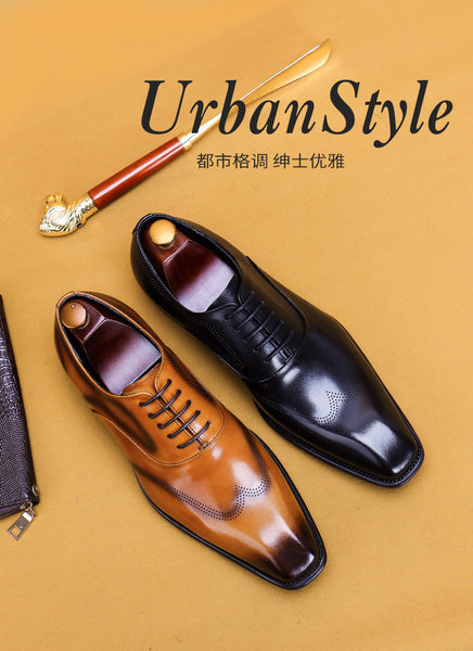 Chaussures Oxford de mode de créateur en cuir véritable peintes à la main pour hommes