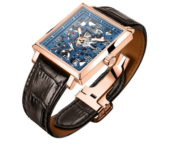 Men's Hand Wind Mechanical Sapphire Skeleton Transparent Wristwatches - SolaceConnect.com
