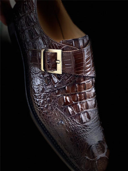 Men's Handcraft Authentic Exotic Crocodile Skin Round Toe Casual Loafers  -  GeraldBlack.com