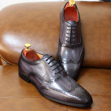 Men's Handcrafted Calfskin Leather Classic Business Formal Oxford Shoes  -  GeraldBlack.com