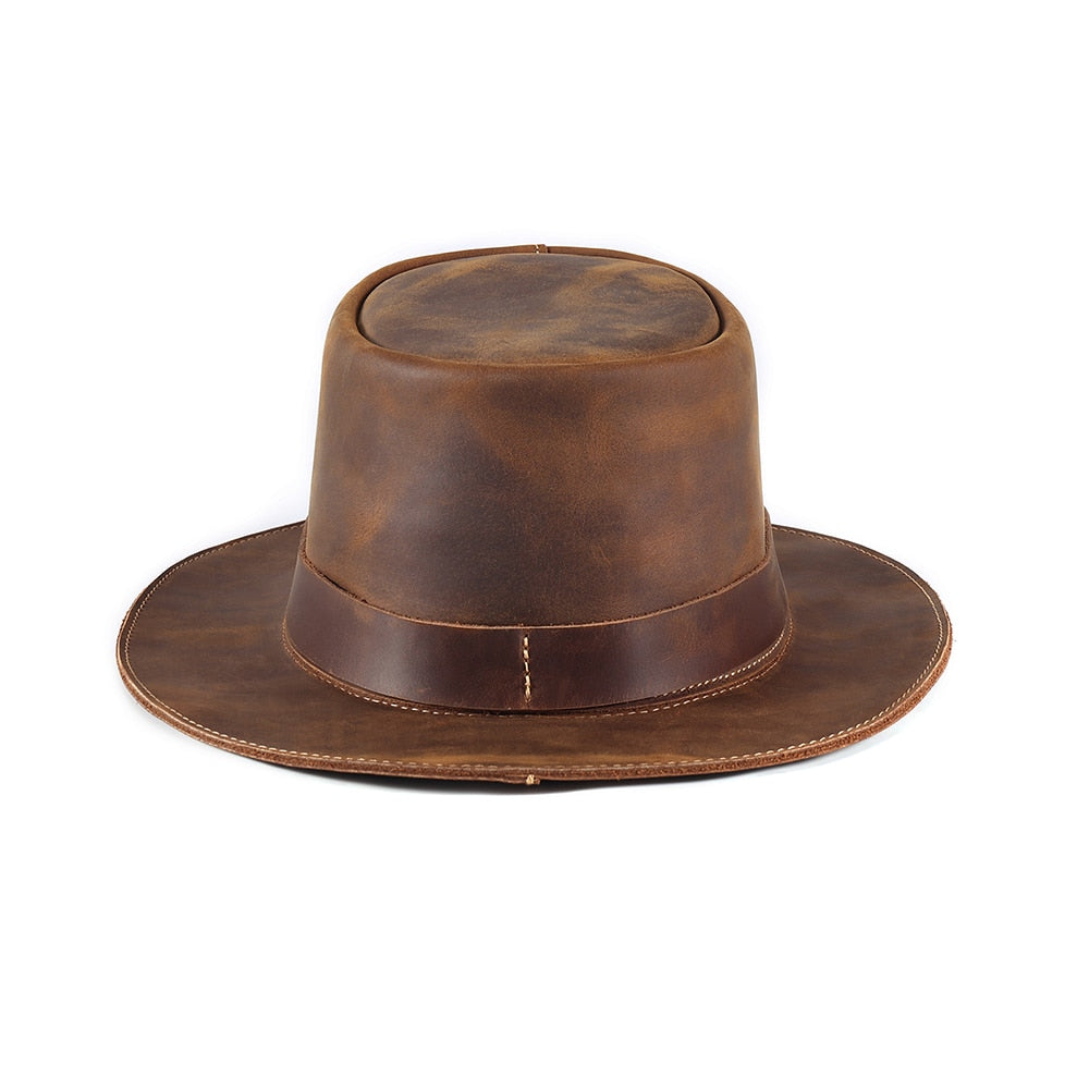 Men's Handcrafted Shapeable Genuine Leather Classic Cattleman Cowboy Hat  -  GeraldBlack.com