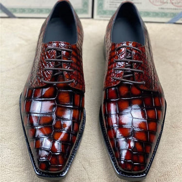 Men's Handmade Authentic Crocodile Belly Skin Square Toe Oxfords Shoes  -  GeraldBlack.com