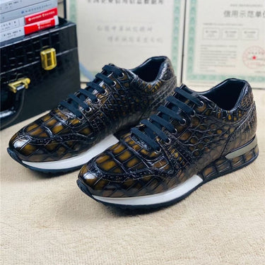 Men's Handmade Authentic Crocodile Skin Lace-up Colorful Casual Shoes  -  GeraldBlack.com