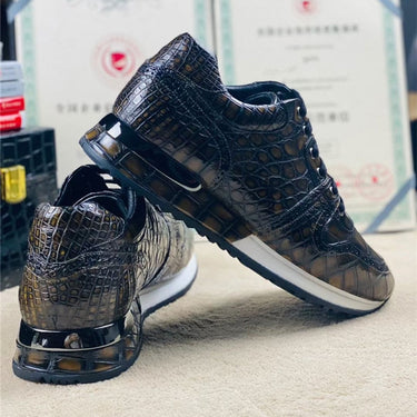 Men's Handmade Authentic Crocodile Skin Lace-up Colorful Casual Shoes  -  GeraldBlack.com