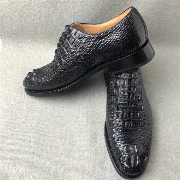 Men's Handmade Authentic Genuine Crocodile Skin Business Oxfords Shoes  -  GeraldBlack.com