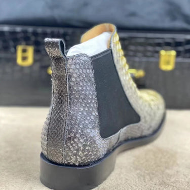 Men's Handmade Breathable Trendy Welted Python Pattern Chelsea Boots  -  GeraldBlack.com