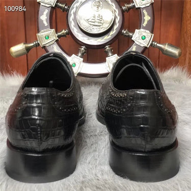 Men's Handmade British Style Authentic Crocodile Skin Business Shoes  -  GeraldBlack.com