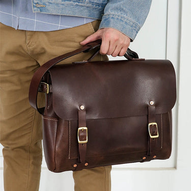 Men's Handmade Casual Genuine Leather Portable Computer Handbags  -  GeraldBlack.com