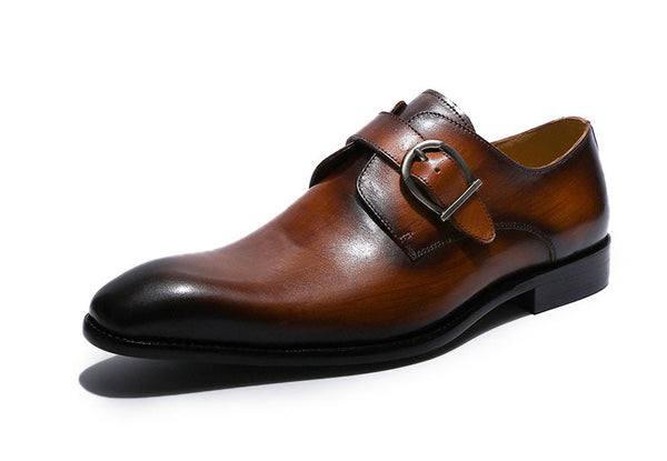 Men's Handmade Classic Italian Style Monk Strap Buckle Dress Shoes  -  GeraldBlack.com