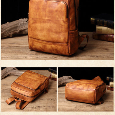 Men's Handmade Classic Soft Cowhide Double Shoulder Laptop Backpack  -  GeraldBlack.com