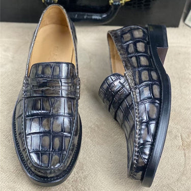 Men's Handmade Craft Authentic Crocodile Leather Square Toe Loafers  -  GeraldBlack.com