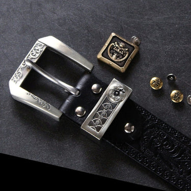 Men's Handmade Designer Copper Button Genuine Leather Straps Belts  -  GeraldBlack.com