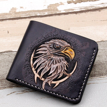 Men's Handmade Eagle Printed Vegetable Tanned Leather Carving Wallet  -  GeraldBlack.com
