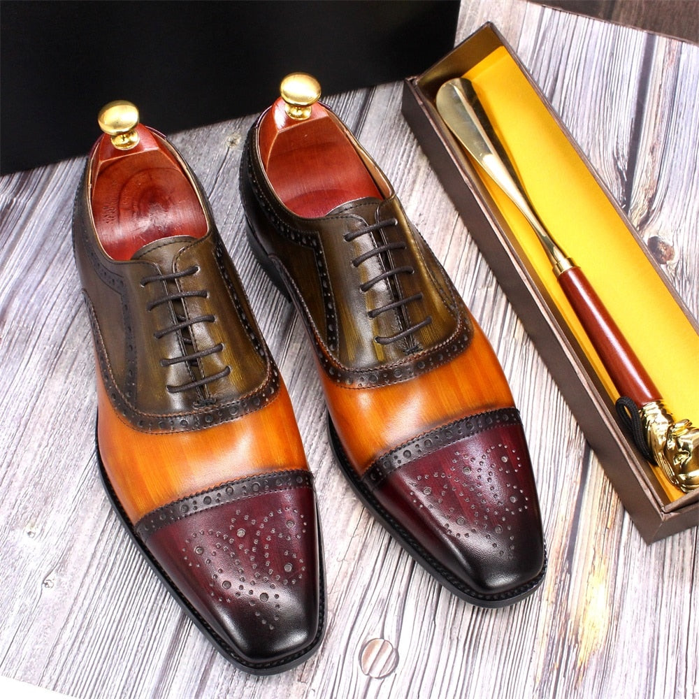 Men‘s Handmade Genuine Calfskin Leather Wedding Party Oxford Shoes  -  GeraldBlack.com