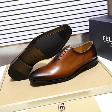 Men's Handmade Genuine Leather Brown Black Oxfords Business Shoes - SolaceConnect.com