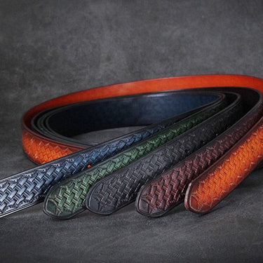 Men's Handmade Genuine Leather Copper Weave Pattern Strap Belts  -  GeraldBlack.com