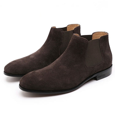 Men's Handmade Genuine Leather Pointed Toe Elastic Band Boots  -  GeraldBlack.com