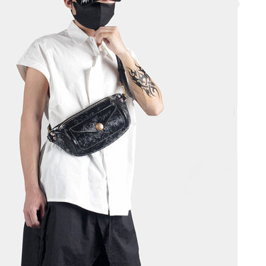 Men's Handmade Genuine Leather Portable Crossbody Shoulder Chest Bag  -  GeraldBlack.com