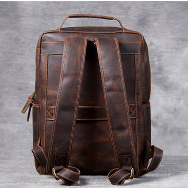 Men's Handmade Large Capacity Crazy Horse Cowhide Leather Backpack  -  GeraldBlack.com