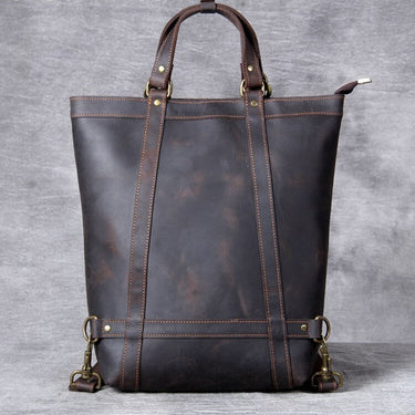 Men's Handmade Multifunctional Crazy Horse Genuine Leather Backpack  -  GeraldBlack.com