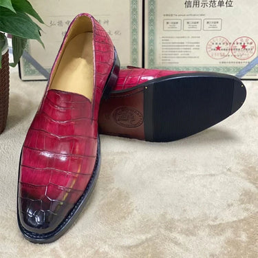 Men's Handmade Painted Authentic Crocodile Belly Skin Mixed Color Loafers  -  GeraldBlack.com