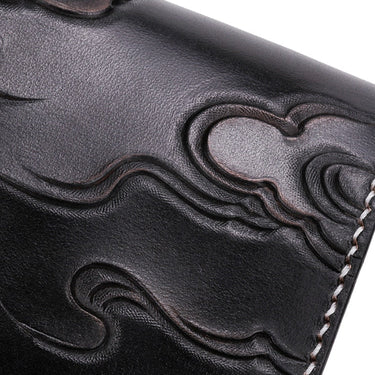 Men's Handmade Vegetable Tanned Leather Carving Money Holder Wallets  -  GeraldBlack.com