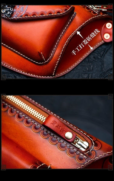 Men's Handmade Vegetable Tanned Leather Hand-carved Shoulder Bags  -  GeraldBlack.com