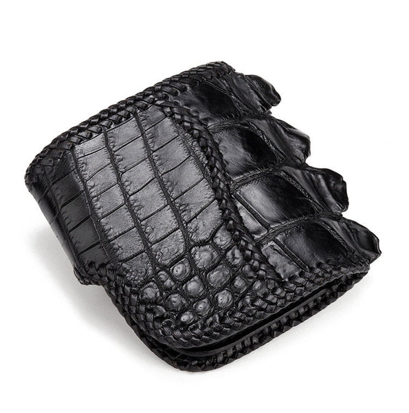 Men's Handmade Vegetable Tanned Leather Knitting Alligator Wallets  -  GeraldBlack.com