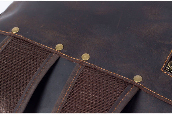 Men's Handmade Vintage Crazy Horse Genuine Leather Backpacks  -  GeraldBlack.com