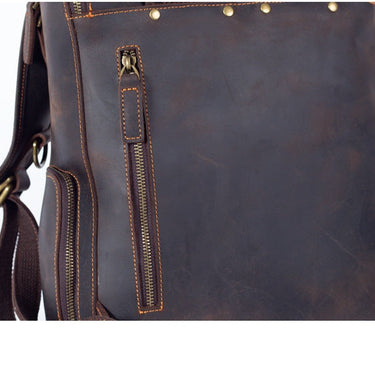Men's Handmade Vintage Crazy Horse Genuine Leather Backpacks  -  GeraldBlack.com