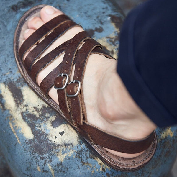 Men's Handmade Vintage Weave Buckle Strap Gladiator Sandals for Summer - SolaceConnect.com