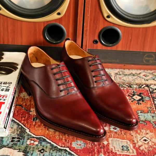 Men's Handmade Welted Calf Skin Leather Pointed Casual Business Oxford Shoes  -  GeraldBlack.com