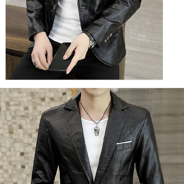 Men's Handsome Slim Synthetic Leather Single Buckle Leisure Blazer  -  GeraldBlack.com
