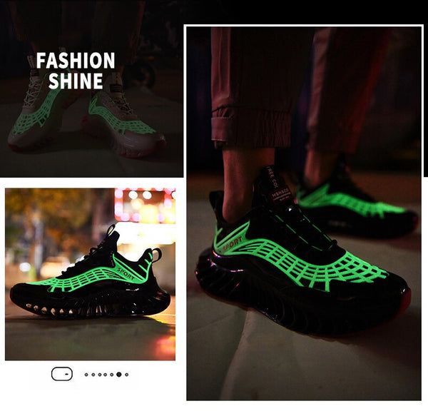 Men's Hard-Wearing Luminous Light Blade Sole Casual Sports Sneakers - SolaceConnect.com